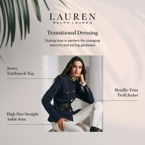 NWT Lauren Ralph Lauren Metallic Trim Twill Military Jacket ⚓️ Nautical Navy 16 - Picture 2 of 16